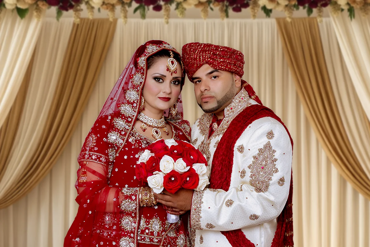 Afghan wedding couple portrait