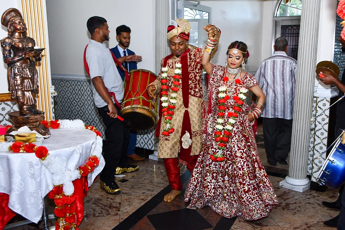 Caribbean wedding tassa reception