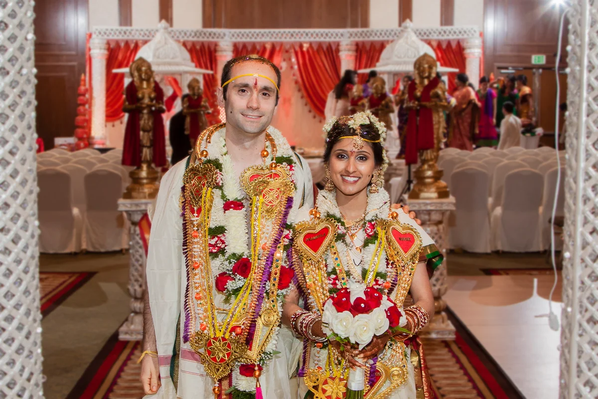 Hindu bride and groom at the mandap ceremony