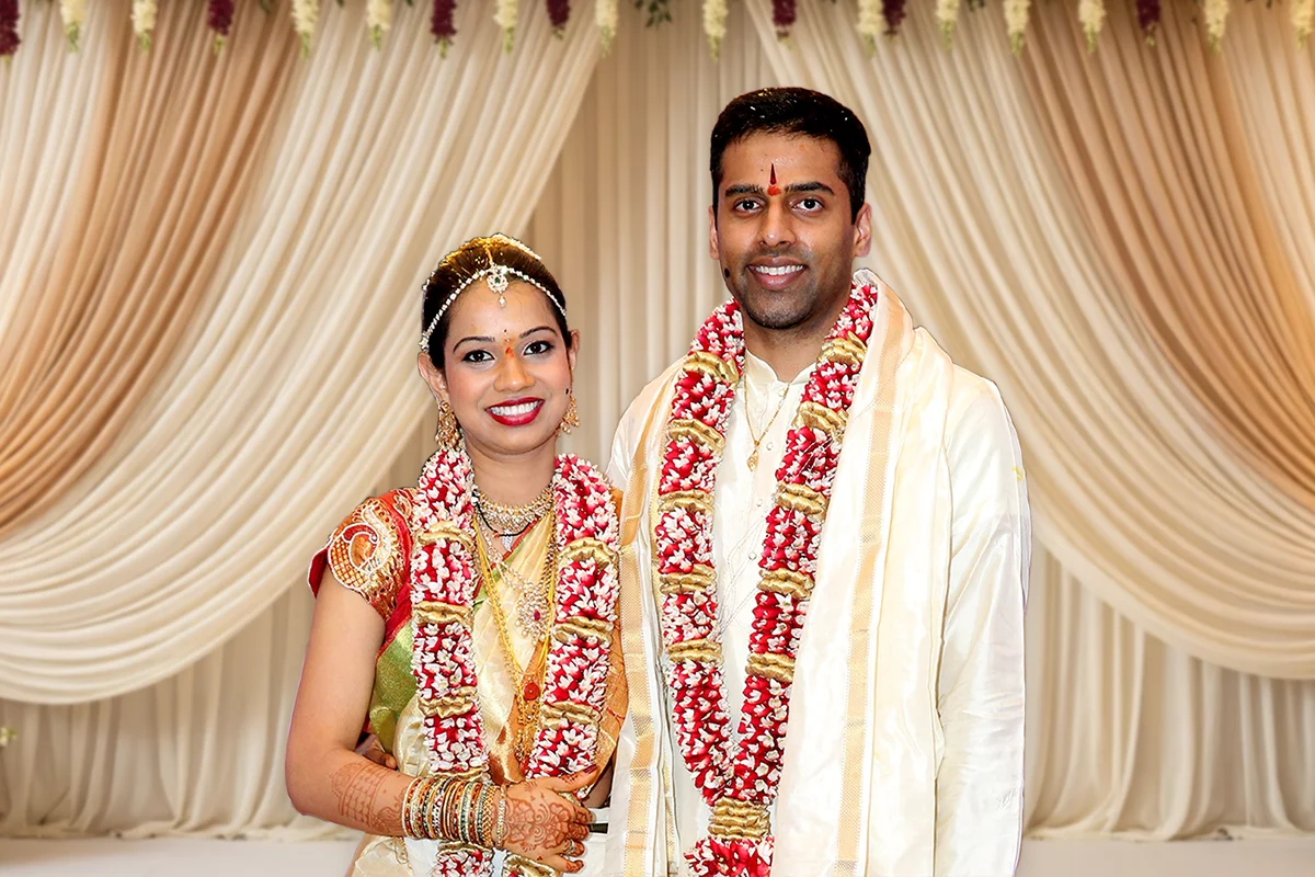 South Indian wedding couple portrait in New York and New Jersey
