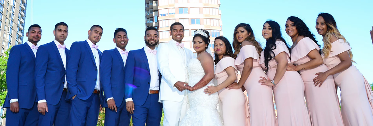 Photo Session of the bridal party in Guyanese wedding attire.