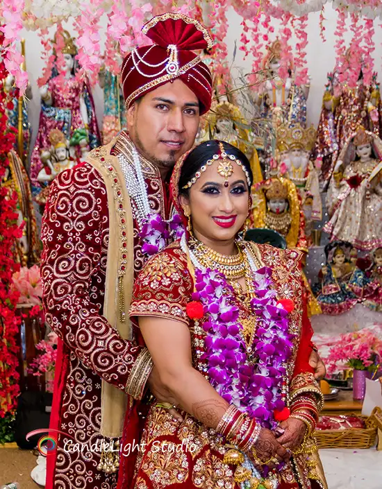 A couple sharing a quiet moment during a Guyanese wedding.